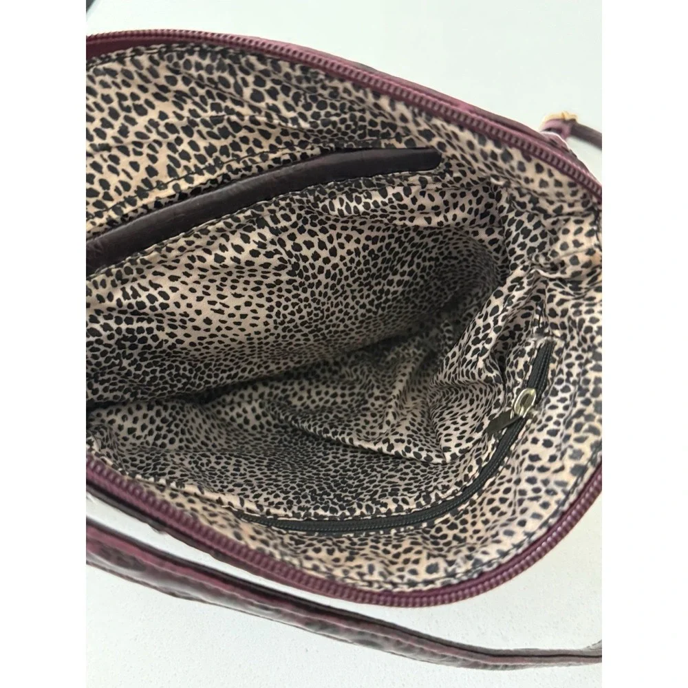 Deluxity Vegan Faux Ostrich Leather Purse Handbag Crossbody Burgundy